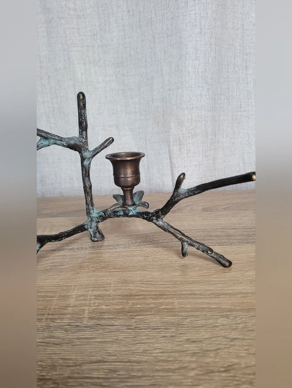 Decorative Bird Branch Candle Holder - Bronze/Patina